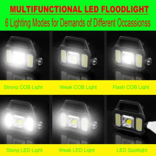 Miniatura 2 de SUYOOULIN Linterna LED solar recargable, proyector de mano súper brillante de 6000 lúmenes, linterna de lámpara LED multifuncional, 6 modos de luz