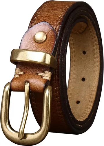 Miniatura 44 de Cinturones para mujer para jeans de 1.1 pulgadas de ancho, cinturones para vestidos de cuero de grano completo con hebilla dorada, caja de regalo