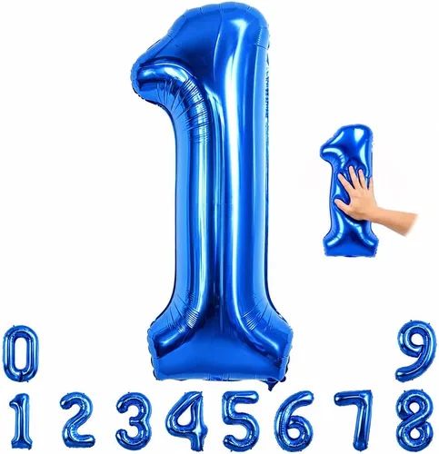 TONIFUL Globo azul marino número 1 de 40 pulgadas de Mylar de gran tamaño azul oscuro digital 1 globo para fiesta de cumpleaños, despedida de
