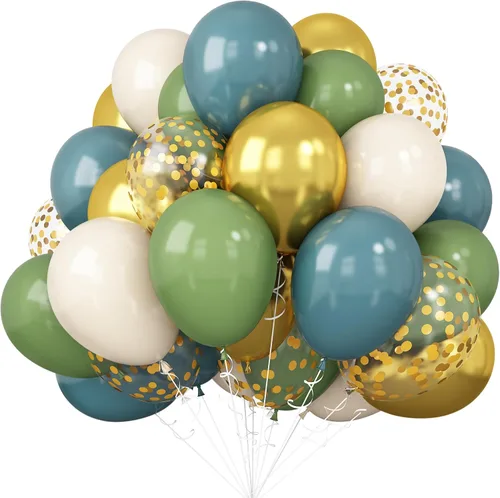Miniatura 20 de Isndare Globos Negros, Dorados y Verdes para Decoraciones de Fiesta de Graduación 60 Piezas 30.5CM Globos Negros, Dorados y Verdes Metálicos Negro