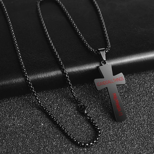 Miniatura 4 de Aiyo Nice Collar con colgante de cruz de béisbol para niños y hombres chapado en oro de 18 quilates versículo bíblico de acero inoxidable joyería