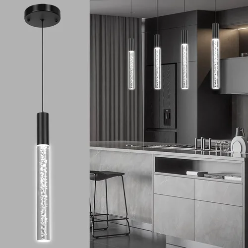 Miniatura 9 de Moderna lámpara colgante dorada, 1 luz LED colgante de 3 colores, cable acrílico, luces colgantes de techo ajustables para cocina, isla, sala