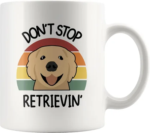 Don't Stop Retrievin Golden Retriever - Taza de café de cerámica retro vintage de 11 onzas, color blanco