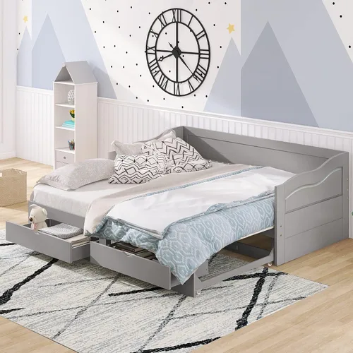 Miniatura 13 de Flieks Sofá cama espresso con cama nido, diseño individual a King, cama extensible de 78.2 pulgadas de largo x 79 pulgadas de ancho, no necesita