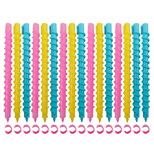 18 varillas de plástico en espiral para cabello, peluquería, peluquería, herramientas de salón para mujeres y niñas, colores aleatorios (7.3