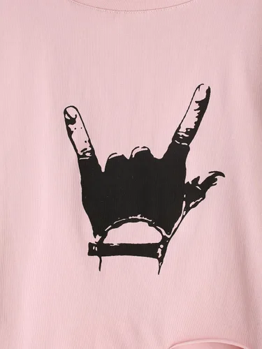 Miniatura 3 de SweatyRocks - Camiseta de manga corta para mujer con impresión gráfica recortada