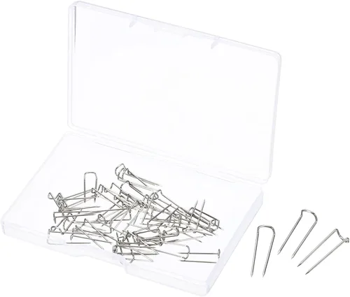 PATIKIL U-Pins, paquete de 50 pines de horquilla de acero para costura de tela, color plateado