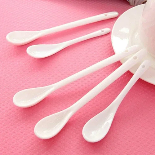 Miniatura 4 de Misaso Cucharas de huevo de porcelana blanca, cucharas de cerámica, cuchara de café, cuchara de postre cuchara de servir