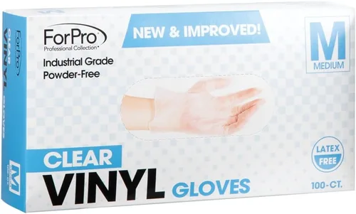 Miniatura 3 de ForPro Disposable Vinyl Gloves, Industrial Grade, Powder & Latex Free, Non-Sterile, Food Safe, 2.75 Mil Palm, 3.9 Mil Fingers Transparente
