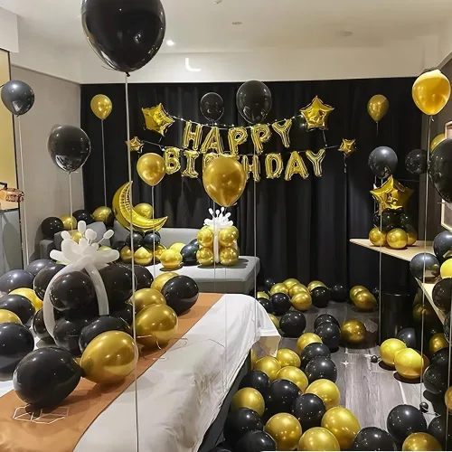 Miniatura 3 de 200 globos negros y dorados de 5 pulgadas, cromados, metálicos, dorados, negros, de látex, gruesos, pequeños para bodas, cumpleaños, graduaciones