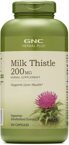 GNC Herbal Plus - Suplemento de cardo mariano de 200 mg, vegetariano, apoya la función hepática saludable, 300 porciones