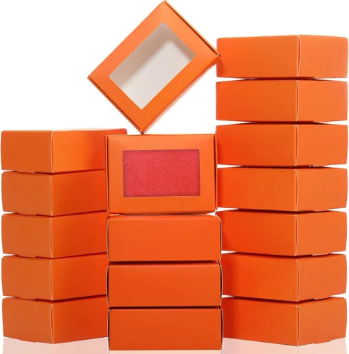 Miniatura 27 de Zonon 30 cajas de jabón para embalaje casero, mini cajas de papel kraft con ventana para panadería, dulces, jabón, embalaje de regalo