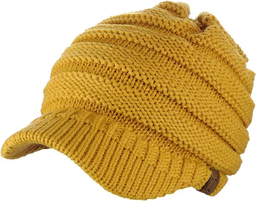 Miniatura 5 de C.C Gorro de punto trenzado cálido y grueso con visera