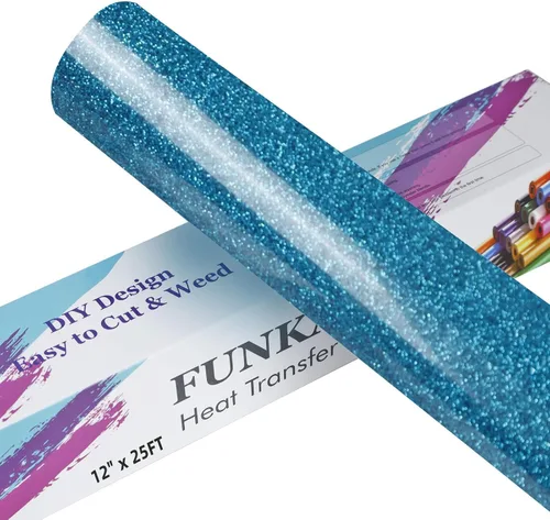 Miniatura 20 de FUNKAKA Rollos de vinilo de transferencia de calor HTV negro con purpurina, vinilo de poliuretano para planchar de 12 pulgadas x 25 pies