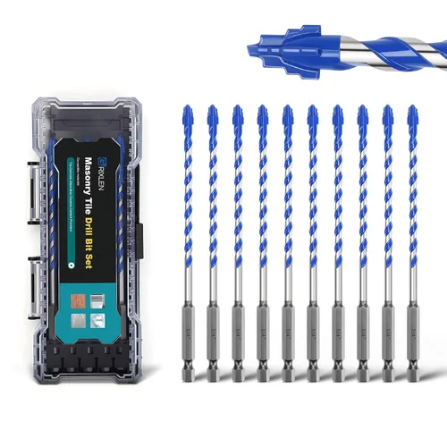 Miniatura 20 de Paquete de 5 brocas para azulejos de 1/2 pulgada, brocas de mampostería con vástago hexagonal para azulejos, hormigón, ladrillo, vidrio, porcelana