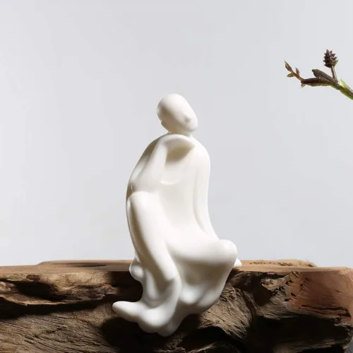 KJYHXX Muebles de cerámica blanca del pequeño monje hecho a mano Home Deco regalo creativo (tranquilidad)