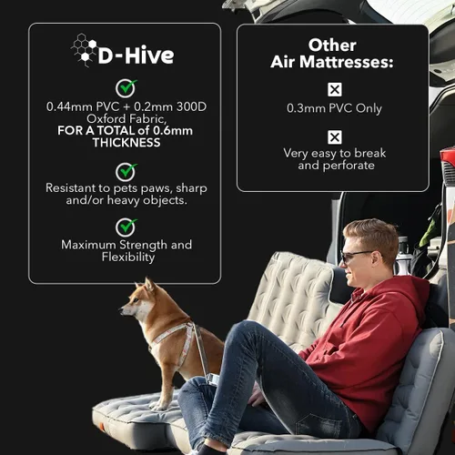 Miniatura 5 de D-Hive Colchón de Aire SUV de Durabilidad Inmejorable para Acampar en Automóvil, Tela Oxford 300D Extra Gruesa Duradera, Configuración Rápida