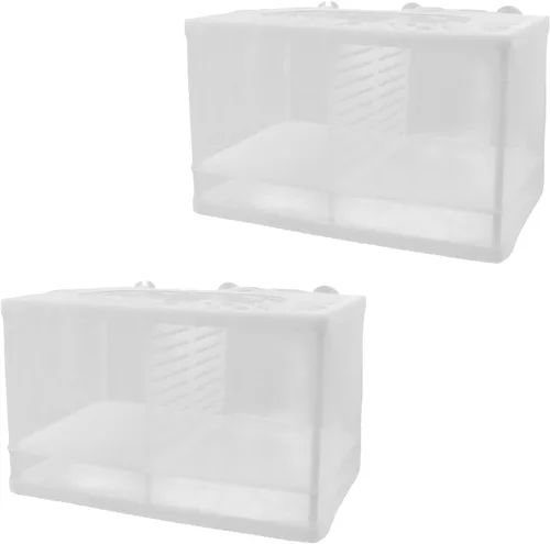Miniatura 12 de MY MIRONEY Caja de malla para incubadora de peces de 6.3 x 5.63 x 6.22 pulgadas, caja de criador de acuarios, malla de nailon blanco, red