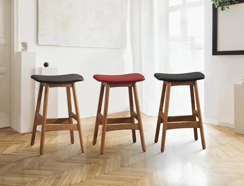 Miniatura 2 de Lexicon Springfield Taburete de altura de asiento de silla de montar (juego de 2), 25 pulgadas SH, negro mate