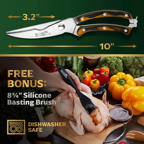 Miniatura 5 de Tijeras para aves de corral resistentes, tijeras profesionales de cocina de acero inoxidable para pollo, carne y hueso, tijeras de alimentos