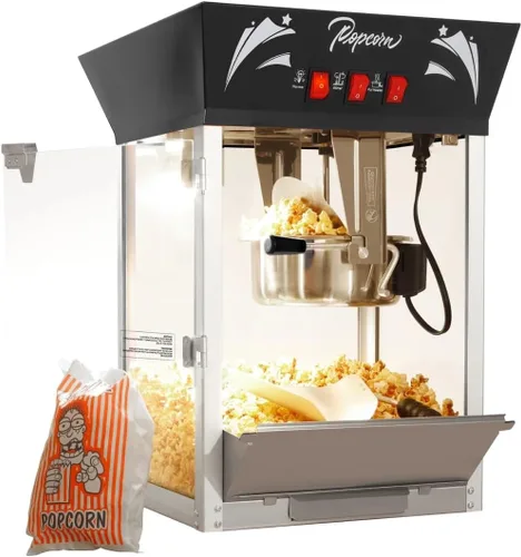 Miniatura 9 de Máquina comercial para hacer palomitas de maíz con hervidor de acero inoxidable de 10 onzas, máquina de palomitas de maíz para encimera de 850 W