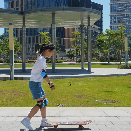 Miniatura 8 de Rodilleras para niños y jóvenes, coderas, muñequeras, juego de protección 3 en 1, para niños de 3 a 15 años, patines, ciclismo, patinaje en línea