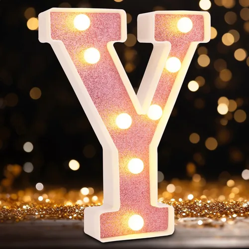 Miniatura 37 de Letras pequeñas de marquesina LED, letras iluminadas, letras LED de 8.58 pulgadas, letrero iluminado a pilas para mesa, fiesta, cumpleaños