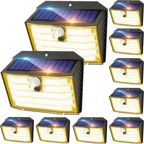 Miniatura 14 de CLAONER Luces solares para exteriores [126 LED], luces inalámbricas con sensor de movimiento, luces de seguridad impermeables IP65, 3 modos, ángulo