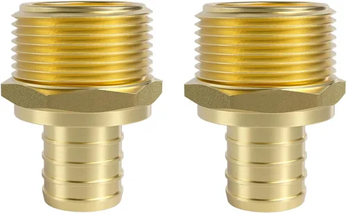 SUNGATOR Paquete de 2 adaptadores machos Pex de 1 pulgada, latón sin plomo, accesorios Pex de 1 pulgada