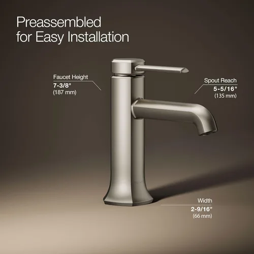 Miniatura 4 de Kohler 27000-4-BN Occasion - Grifo para lavabo de baño con una sola manija, 1.2 gpm, níquel cepillado vibrante Vibrant Brushed Nickel