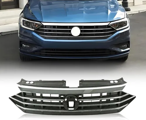 Miniatura 11 de Protector de rejilla de parachoques delantero con kit de repuesto, entrada de aire de capó delantero negro con moldura cromada para Volkswagen Jetta