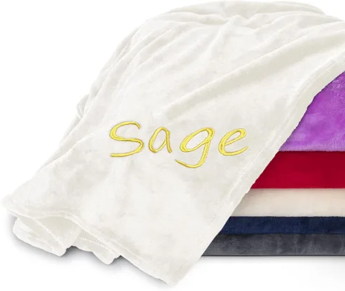 Miniatura 14 de Mantas personalizadas para adultos, manta personalizada con nombre bordado o monograma, funda de manta de forro polar suave para cama y sofá