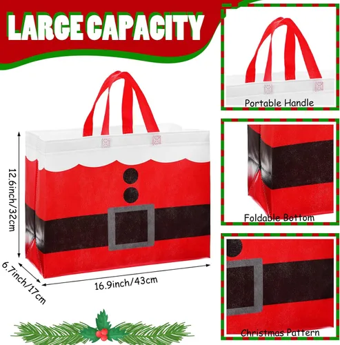 Miniatura 3 de Hosuly 16 piezas 17" Bolsas de regalo grandes de Navidad con asas Bolsas de compras reutilizables Bolsa de compras no tejida reutilizable