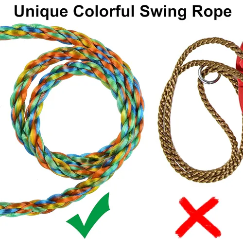 Miniatura 6 de Columpio de disco para niños, columpio de cuerda ajustable, accesorios con barras de mono, 1 mosquetón, 2 correas colgantes añadidas 3 en 1, juego