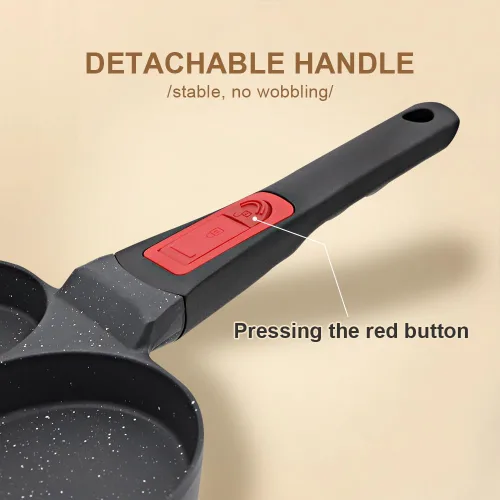Miniatura 4 de RANX INGST Sartén para huevos de inducción, sartén antiadherente para panqueques de 4 tazas con mango desmontable, sartén para hamburguesas, sartén