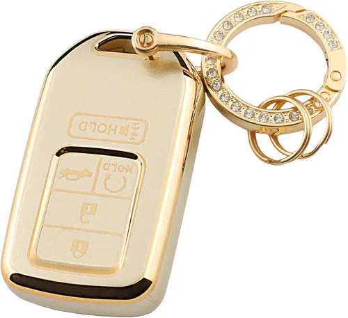 Funda para llavero de automóvil Honda con llavero para Honda Accord Civic Passport Pilot Odyssey Ridgeline HRV CRV Insight, color dorado