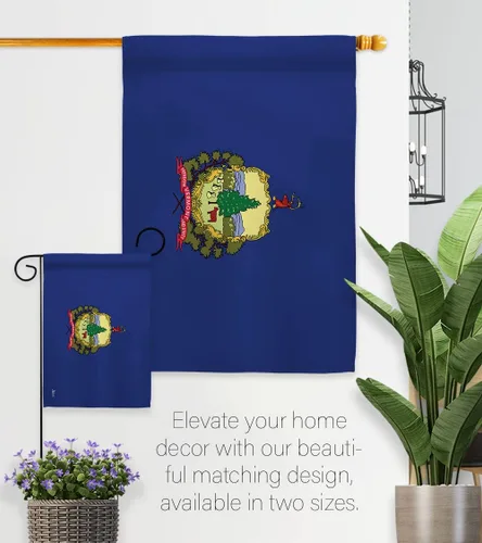 Miniatura 8 de Americana Home & Garden HS140546-BO-02 Vermont Americana States Juego de banderas verticales decorativas para la casa, 28.0 x 40.0 in con mástil