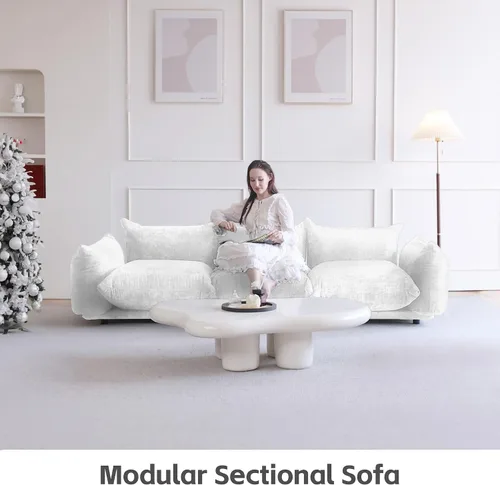 Miniatura 3 de WJShome - Sofá seccional modular, sofá de chenilla de 264 cm de lana minimalista, sofá convertible de 3 plazas, sofá de sala de estar ancho