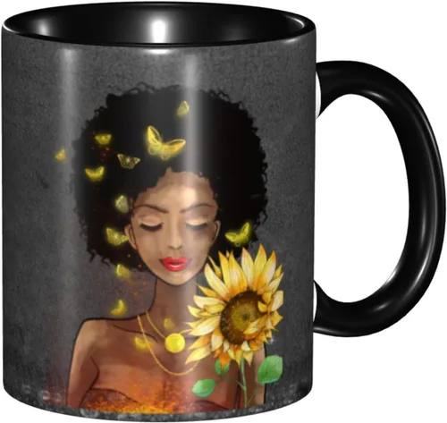 Miniatura 24 de Taza de café, taza de té para mujeres y niñas, taza de diseño único, perfecta para regalos, mujeres afroamericanas afro