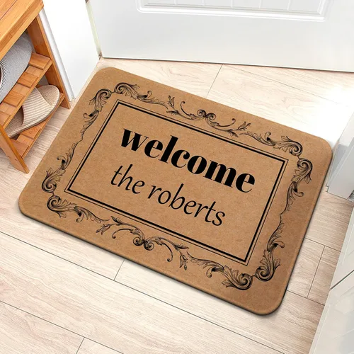 Miniatura 8 de Livole Tapete personalizado para puerta delantera, tapete de bienvenida personalizado con nombre de la familia, para interiores y exteriores