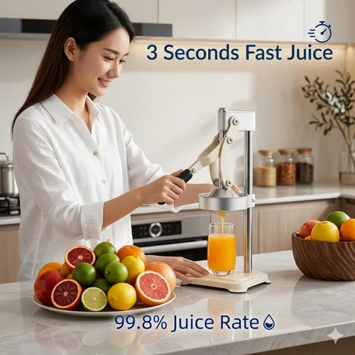 Miniatura 5 de Exprimidor manual de cítricos, exprimidor de palanca resistente para naranjas y limones, exprimidor de mano de acero inoxidable, fácil de limpiar
