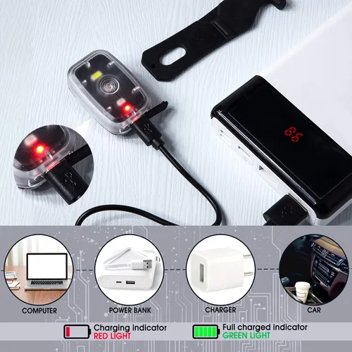 Miniatura 5 de Mudder Luces de Correr para Corredores Lámparas LED de Seguridad Recargables USB con Clip Estroboscópico Lámparas Traseras de Bicicleta con 5 Modos