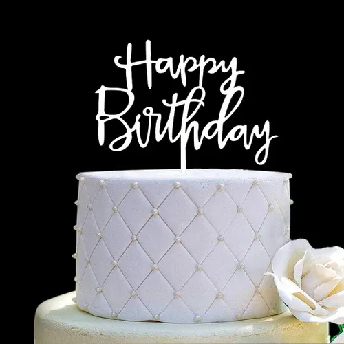 Miniatura 8 de Decoración de pastel de feliz cumpleaños para decoraciones de fiesta de cumpleaños, acrílico negro
