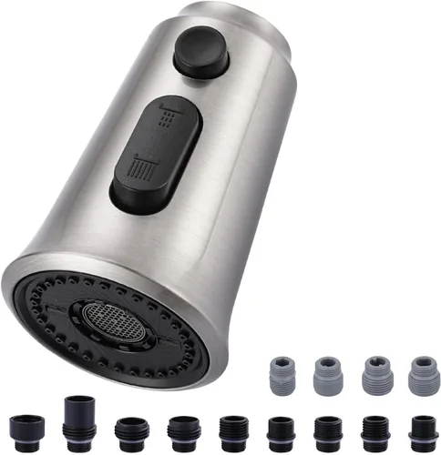 Miniatura 7 de WOWOW Cabezal de repuesto para grifo de cocina, cabezal rociador de grifo extraíble de 3 funciones con 9 adaptadores, boquilla rociadora de cocina