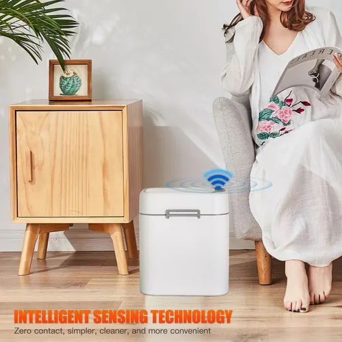 Miniatura 2 de Bote de basura de 2.2 galones con tapa, bote de basura automático sin contacto, sensor de movimiento inteligente, pequeño para baño, dormitorio