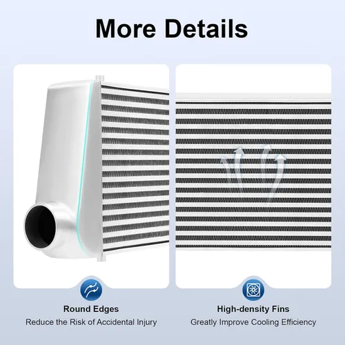 Miniatura 6 de Intercooler universal, kit de intercooler de ajuste universal, intercooler de aluminio de 1000 HP de entrada y salida de 3 pulgadas, núcleo de 4