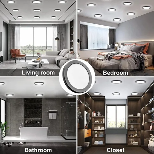 Miniatura 3 de Lámpara de techo LED de 7 pulgadas, montaje empotrado, atenuable, luz de techo plana redonda ultra delgada de 5000 K, luz diurna, lámpara de techo
