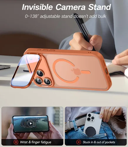 Miniatura 3 de VOFATA - Funda magnética para iPhone 17 Pro Max, cubierta para cámara con soporte, protección completa para la cámara, compatible con MagSafe