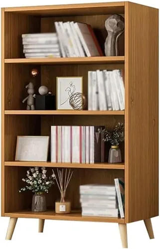 Miniatura 8 de Estantería de madera abierta, estante de 3/4/5 niveles con patas, organizador de almacenamiento extraíble para el hogar, estantería de cubos