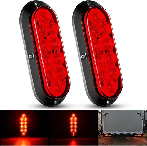 Miniatura 23 de Nilight Luz trasera LED ovalada de 6 pulgadas para remolque, roja, blanca y ámbar, 6 piezas, impermeable, parada, freno, señales de giro, reversa